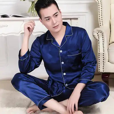 Pajama - Matching Couple Night Dress Silk Satin Sleepwear 2 Set (MEN)
