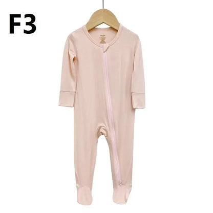 Long Sleeve Organic Cotton Baby Jumpsuit Double Zipper