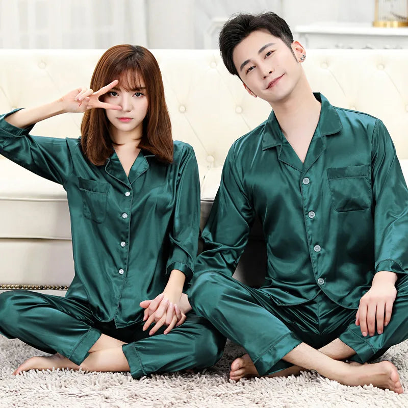 Pajama - Matching Couple Night Dress Silk Satin Sleepwear 2 Set (WOMEN)