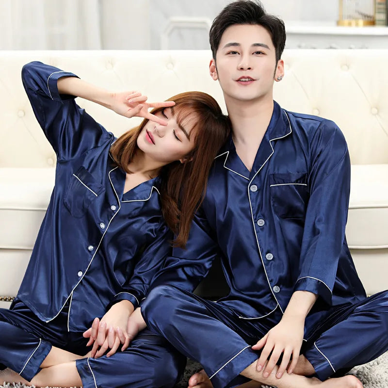 Pajama - Matching Couple Night Dress Silk Satin Sleepwear 2 Set (WOMEN)
