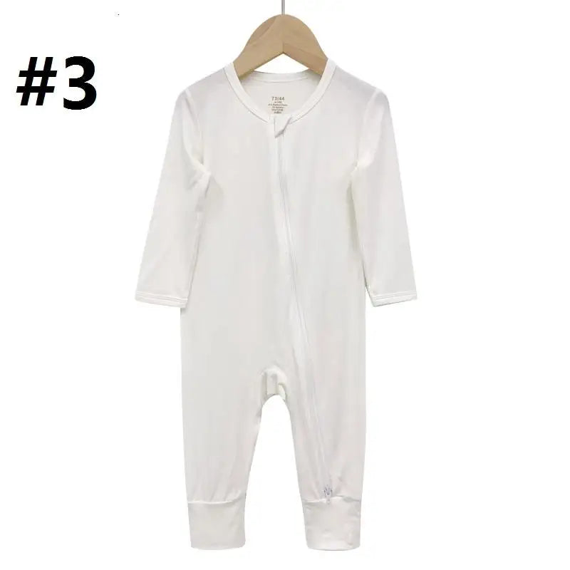 Long Sleeve Organic Cotton Baby Jumpsuit Double Zipper