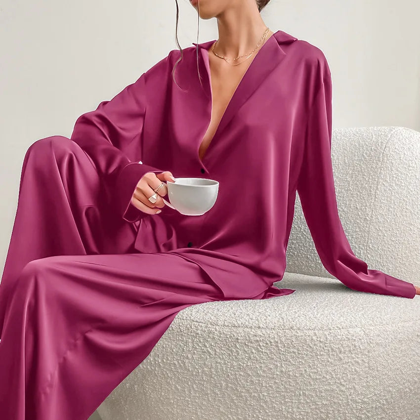 Pajama - Silk Satin Casual Set 2 Pieces